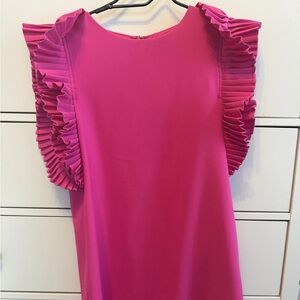 Glam Pink Ruffle Sleeve Dress